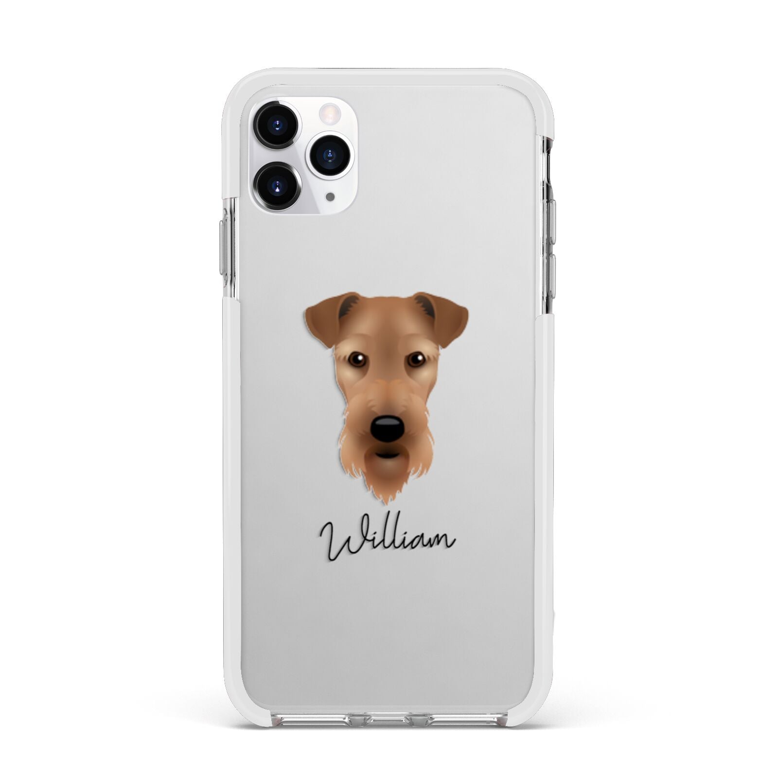 Airedale Terrier Personalised Apple iPhone 11 Pro Max in Silver with White Impact Case