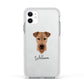Airedale Terrier Personalised Apple iPhone 11 in White with White Impact Case