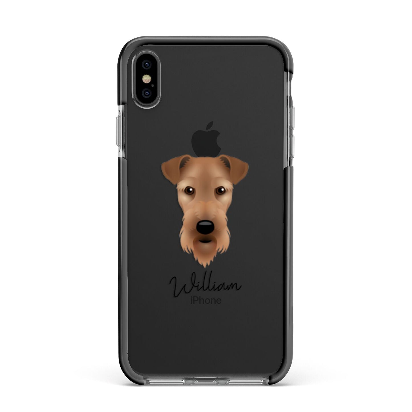 Airedale Terrier Personalised Apple iPhone Xs Max Impact Case Black Edge on Black Phone