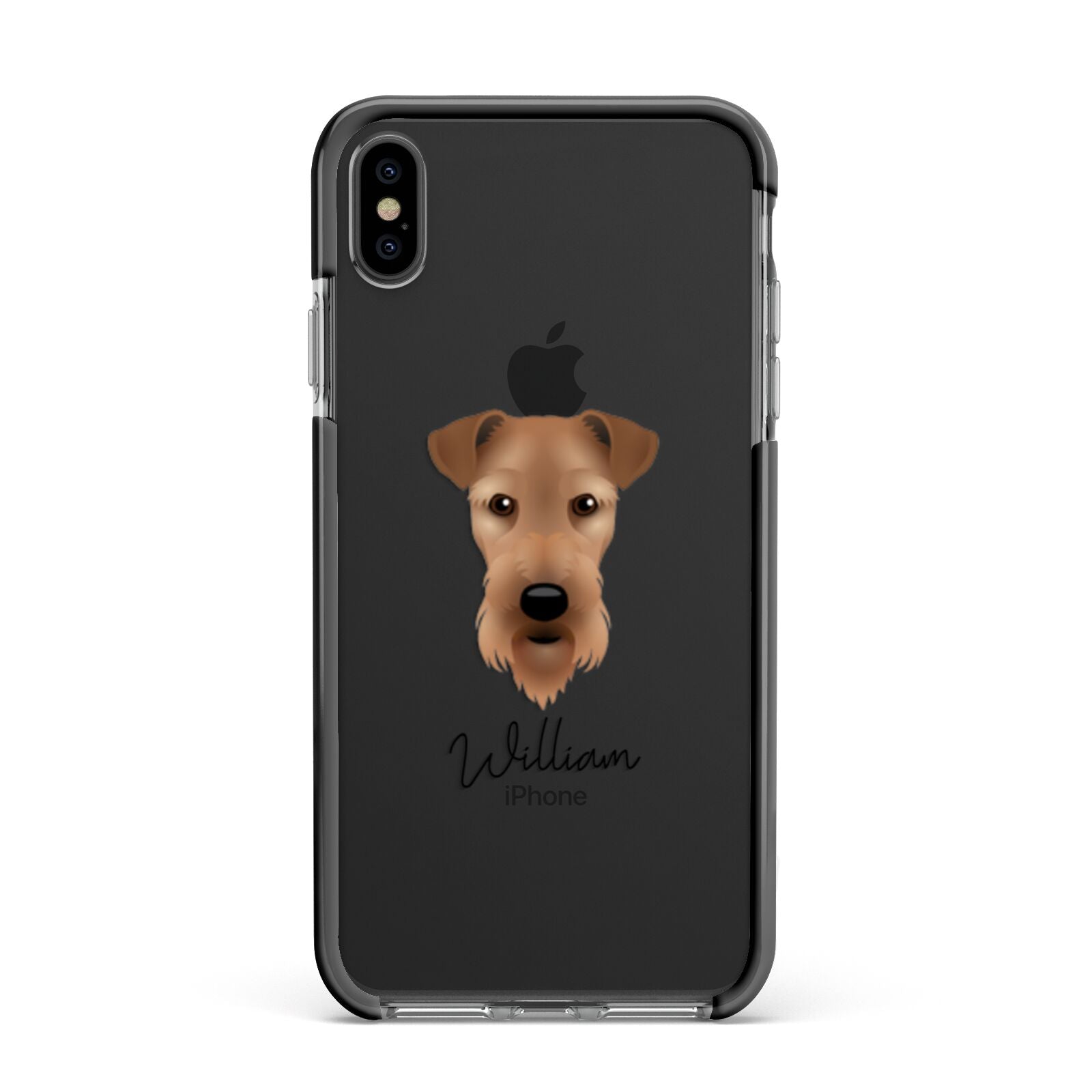Airedale Terrier Personalised Apple iPhone Xs Max Impact Case Black Edge on Black Phone