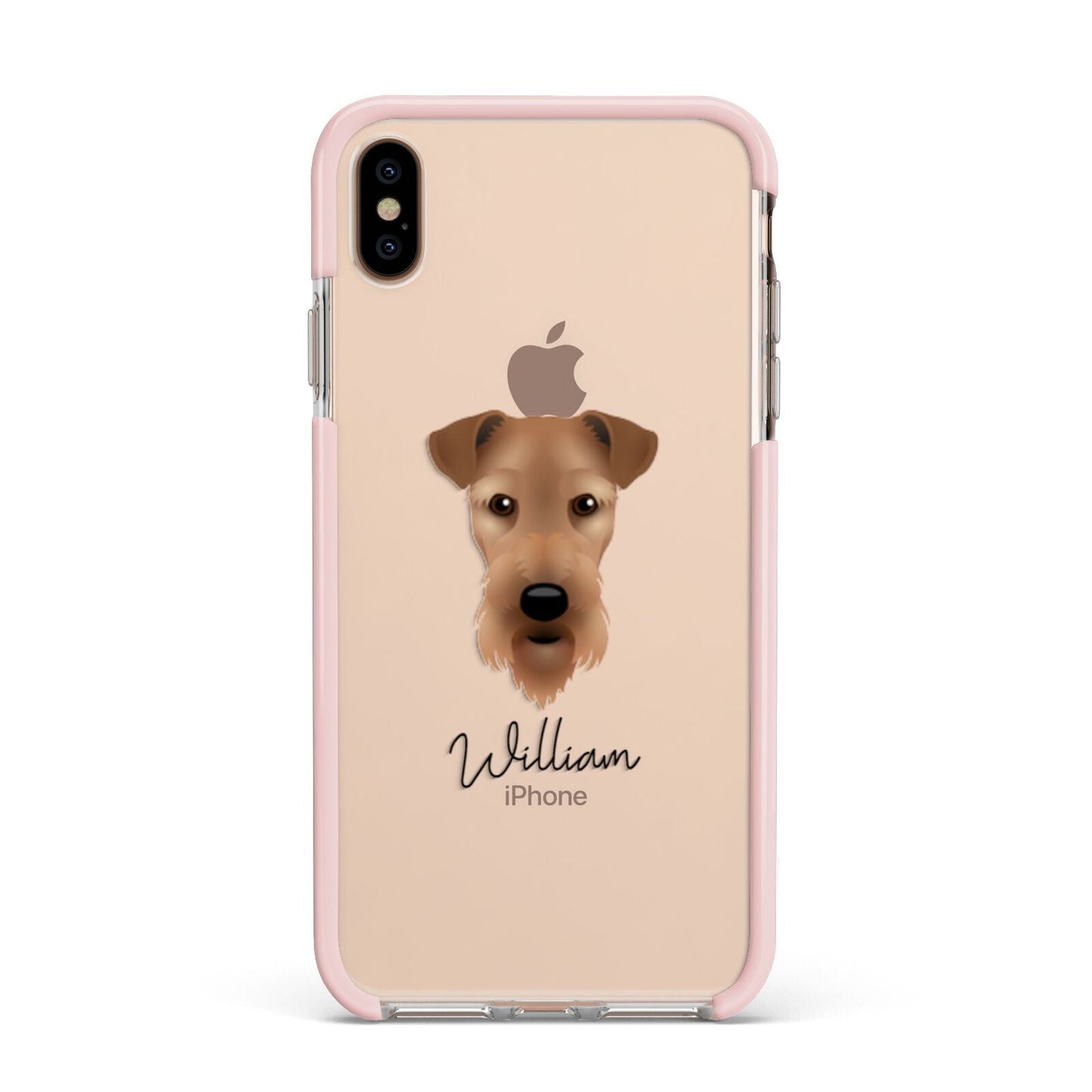 Airedale Terrier Personalised Apple iPhone Xs Max Impact Case Pink Edge on Gold Phone