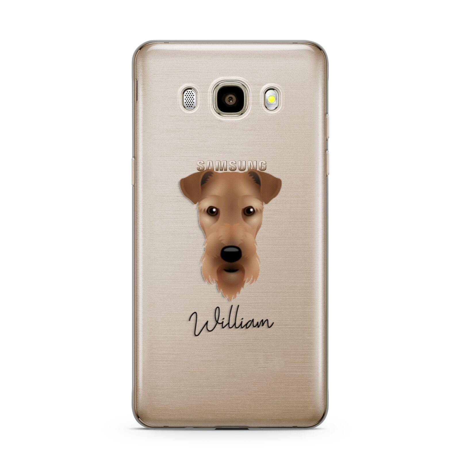 Airedale Terrier Personalised Samsung Galaxy J7 2016 Case on gold phone