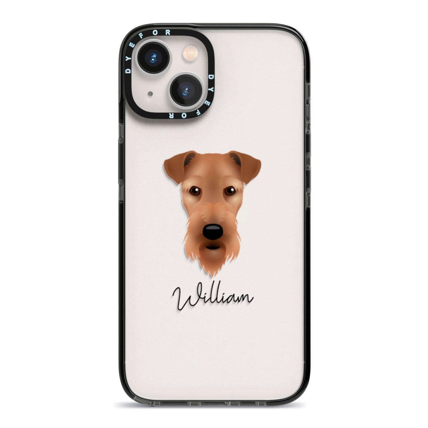 Airedale Terrier Personalised iPhone 13 Black Impact Case on Silver phone