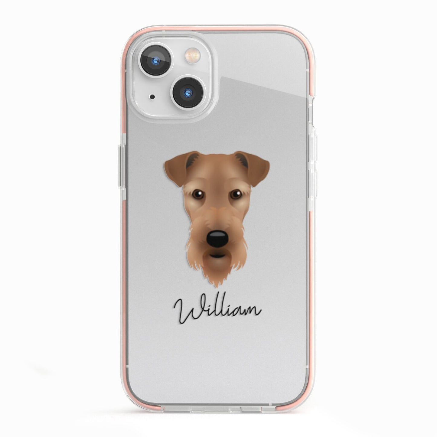 Airedale Terrier Personalised iPhone 13 TPU Impact Case with Pink Edges