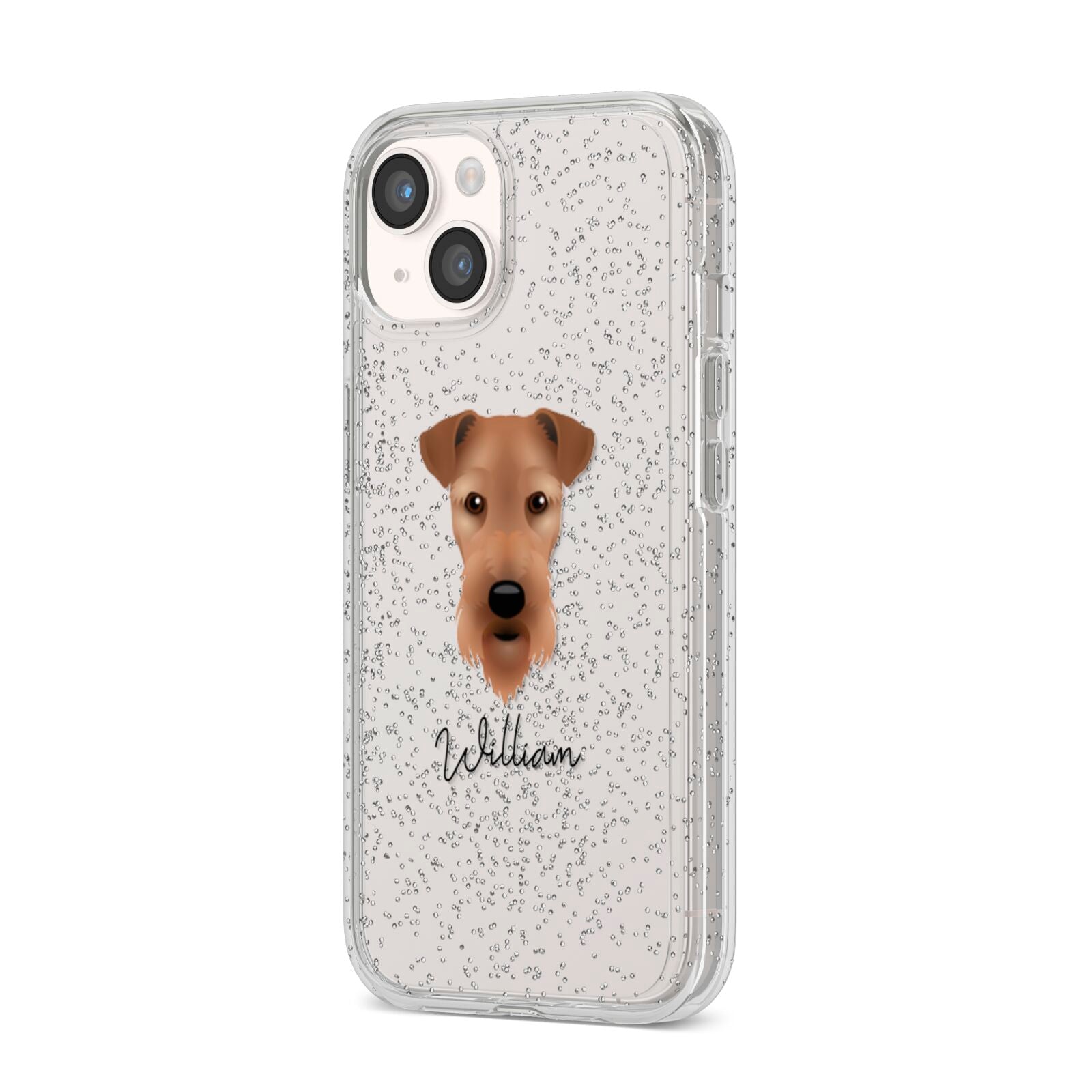 Airedale Terrier Personalised iPhone 14 Glitter Tough Case Starlight Angled Image
