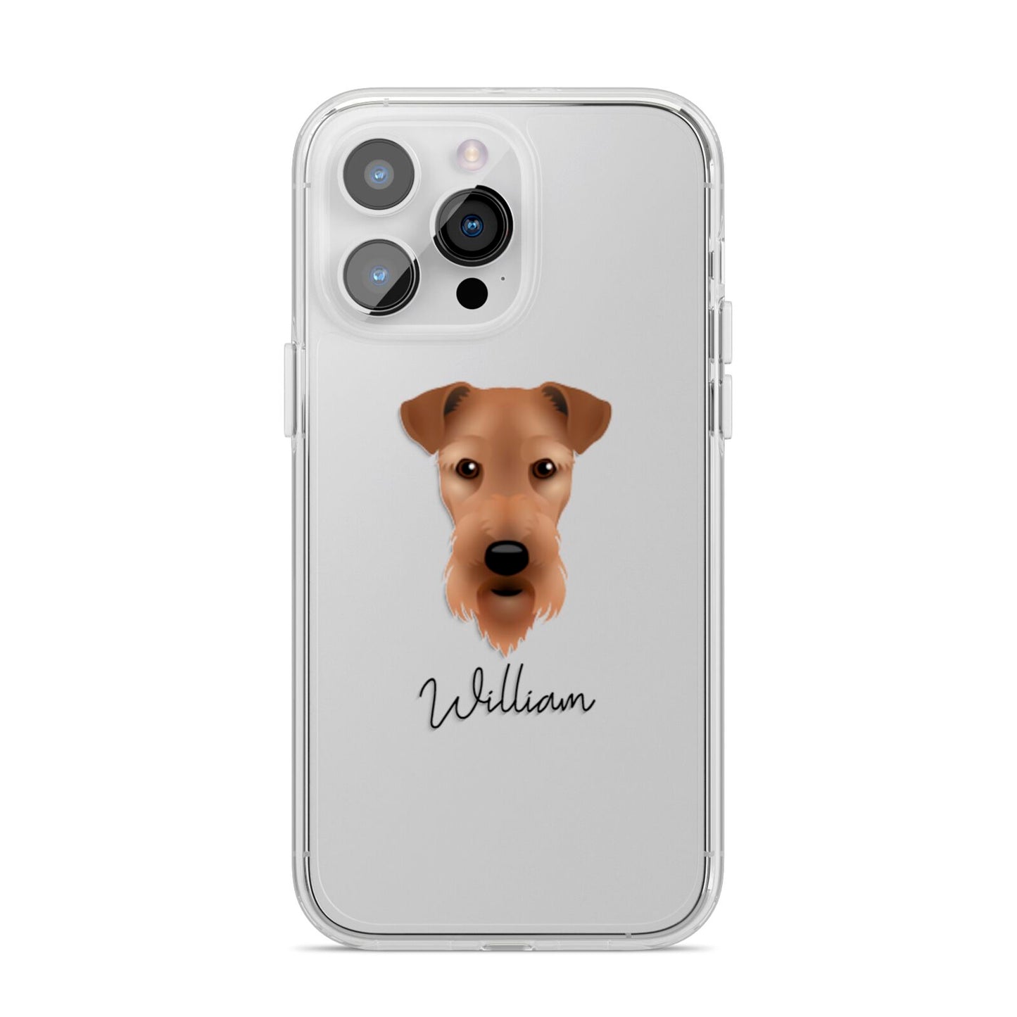 Airedale Terrier Personalised iPhone 14 Pro Max Clear Tough Case Silver