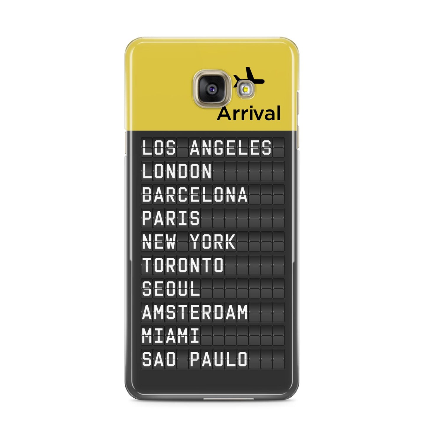 Airport Arrivals Board Samsung Galaxy A3 2016 Case on gold phone