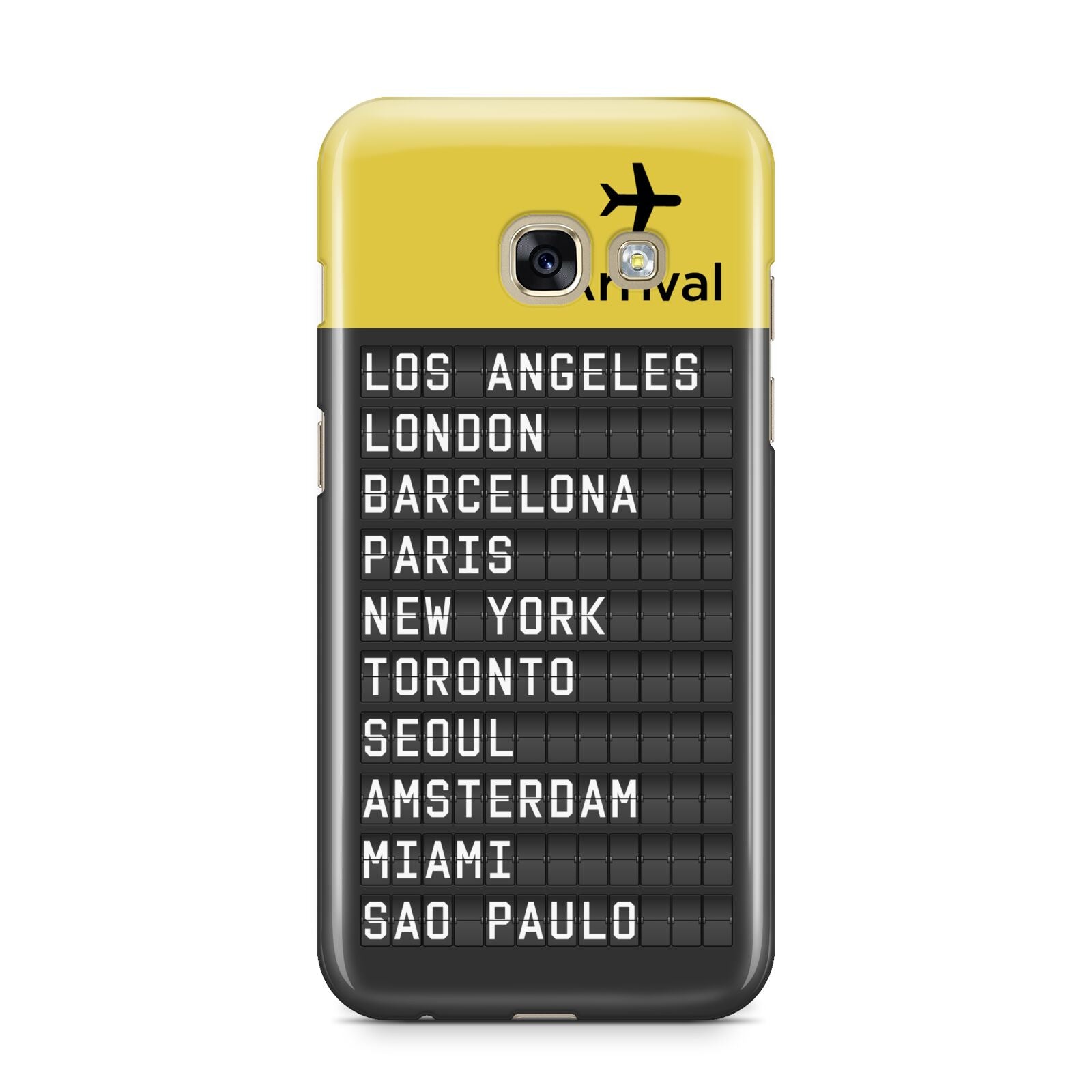 Airport Arrivals Board Samsung Galaxy A3 2017 Case on gold phone