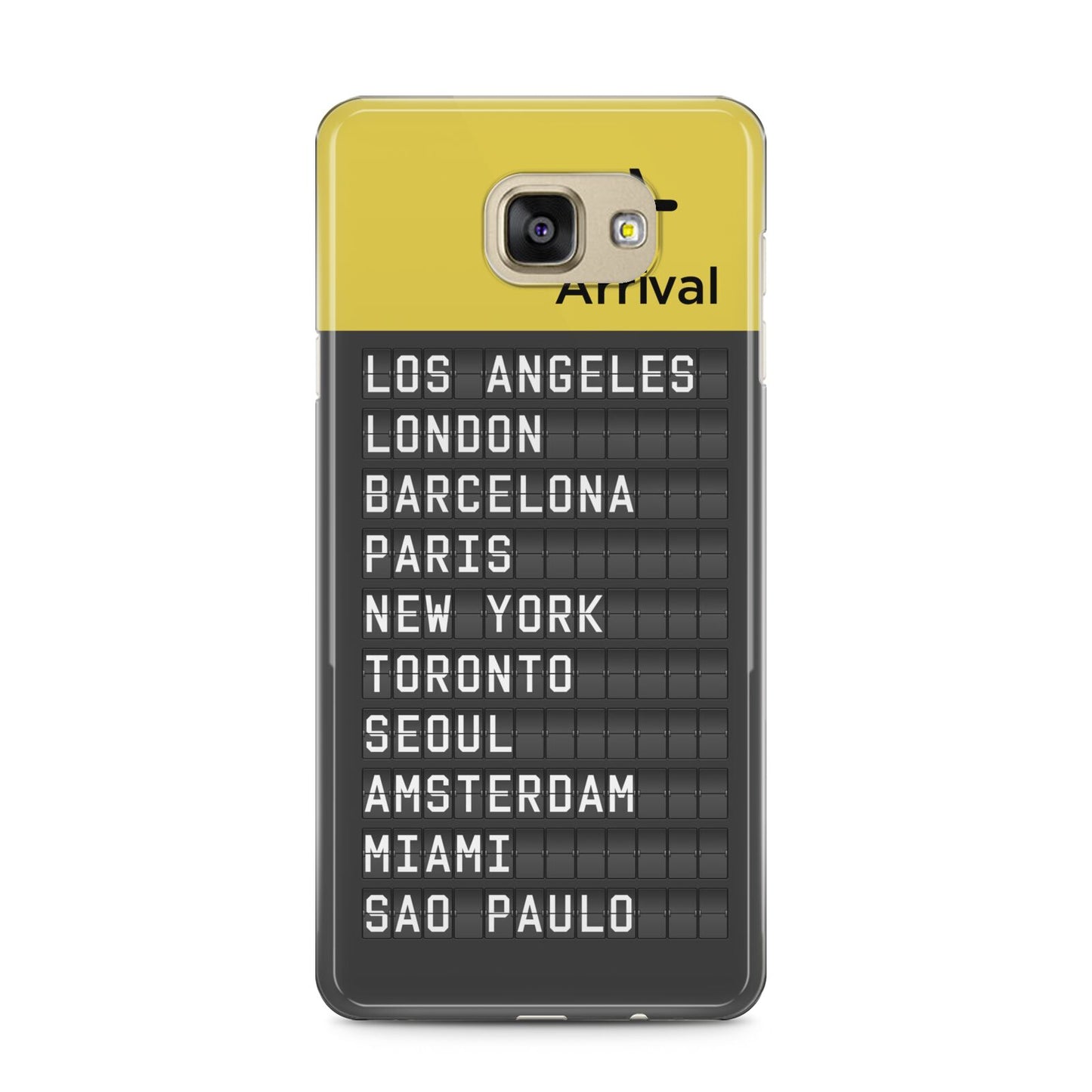 Airport Arrivals Board Samsung Galaxy A5 2016 Case on gold phone