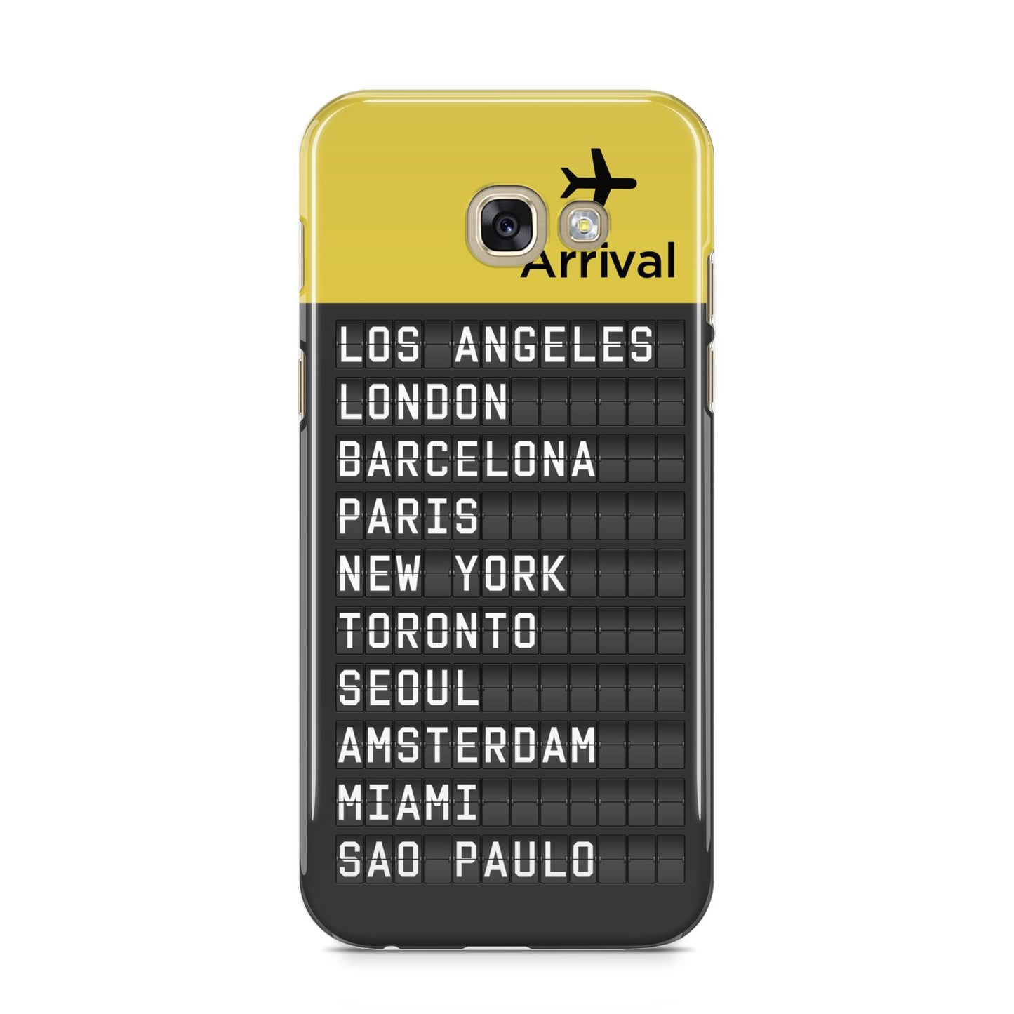 Airport Arrivals Board Samsung Galaxy A5 2017 Case on gold phone