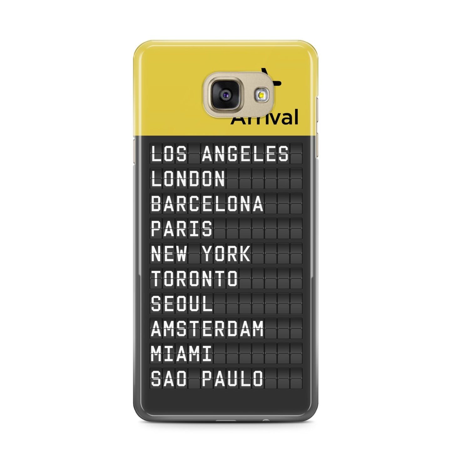 Airport Arrivals Board Samsung Galaxy A7 2016 Case on gold phone