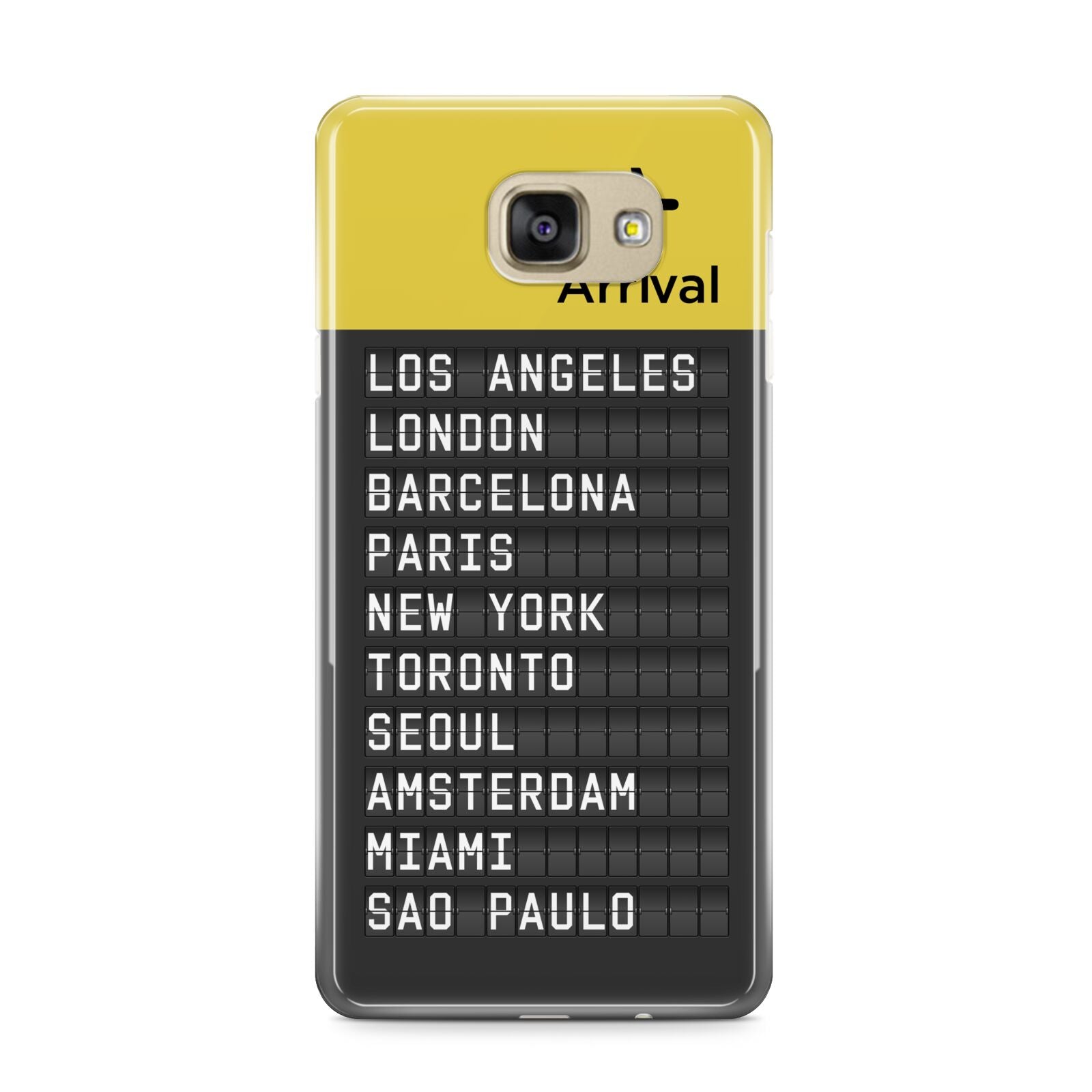 Airport Arrivals Board Samsung Galaxy A9 2016 Case on gold phone