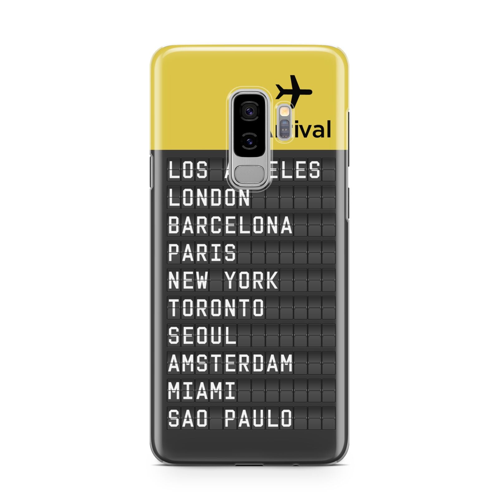 Airport Arrivals Board Samsung Galaxy S9 Plus Case on Silver phone