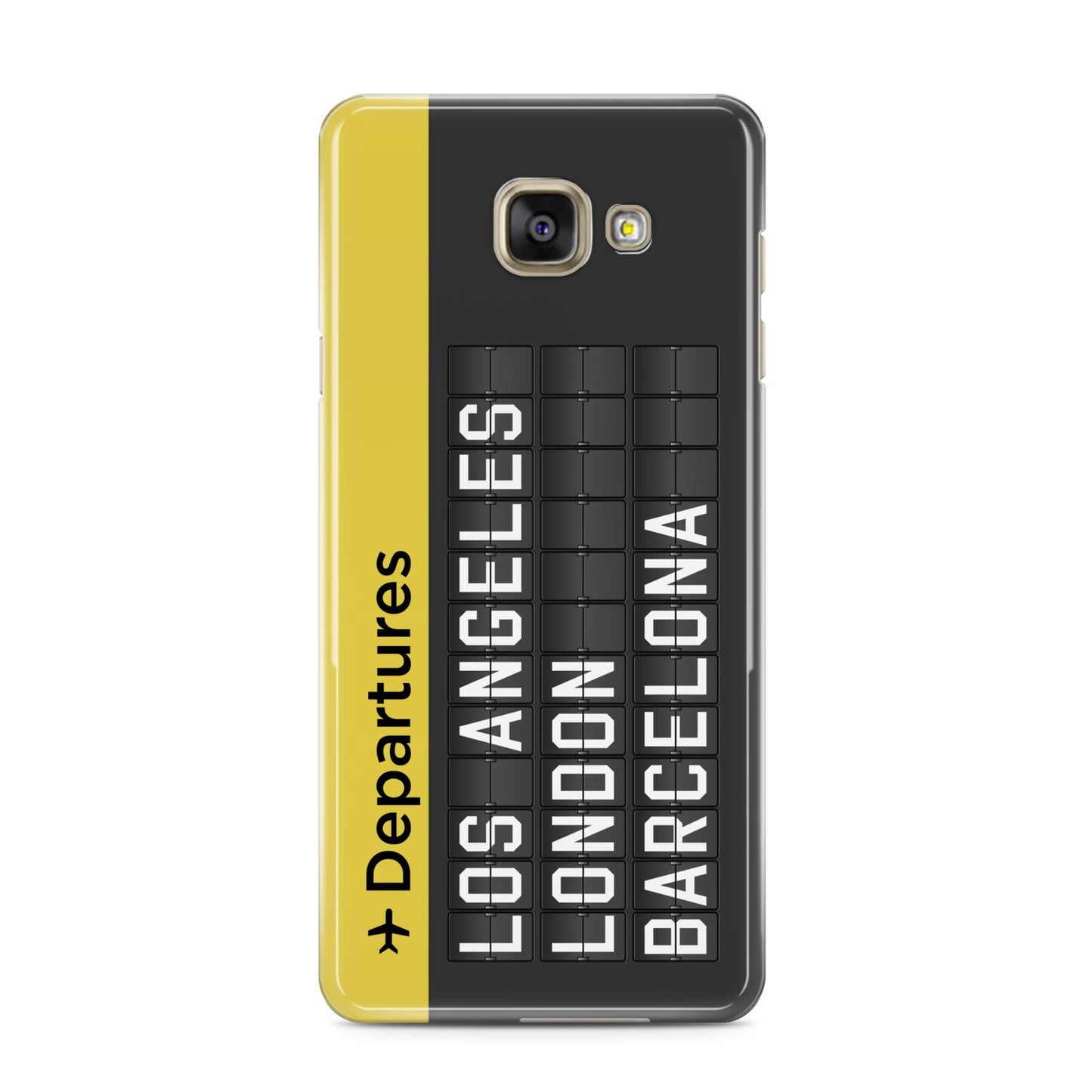 Airport Departures Board Samsung Galaxy A3 2016 Case on gold phone