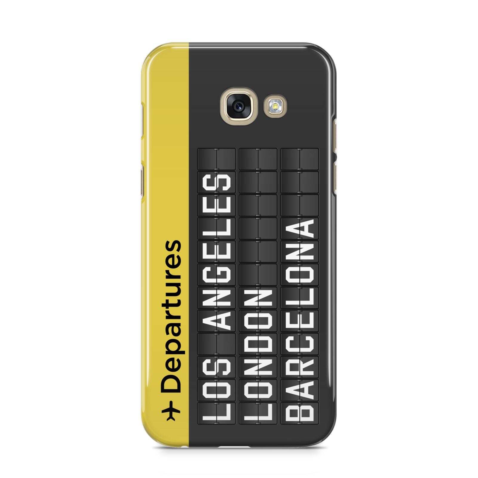 Airport Departures Board Samsung Galaxy A5 2017 Case on gold phone