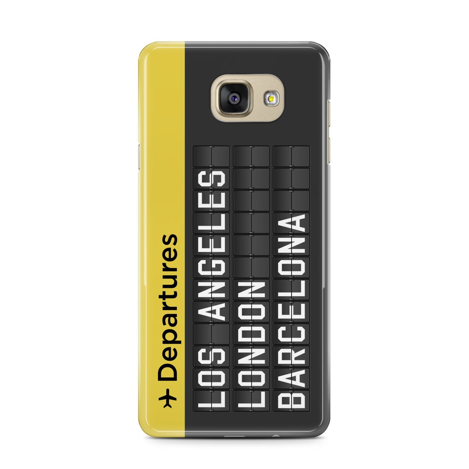 Airport Departures Board Samsung Galaxy A7 2016 Case on gold phone