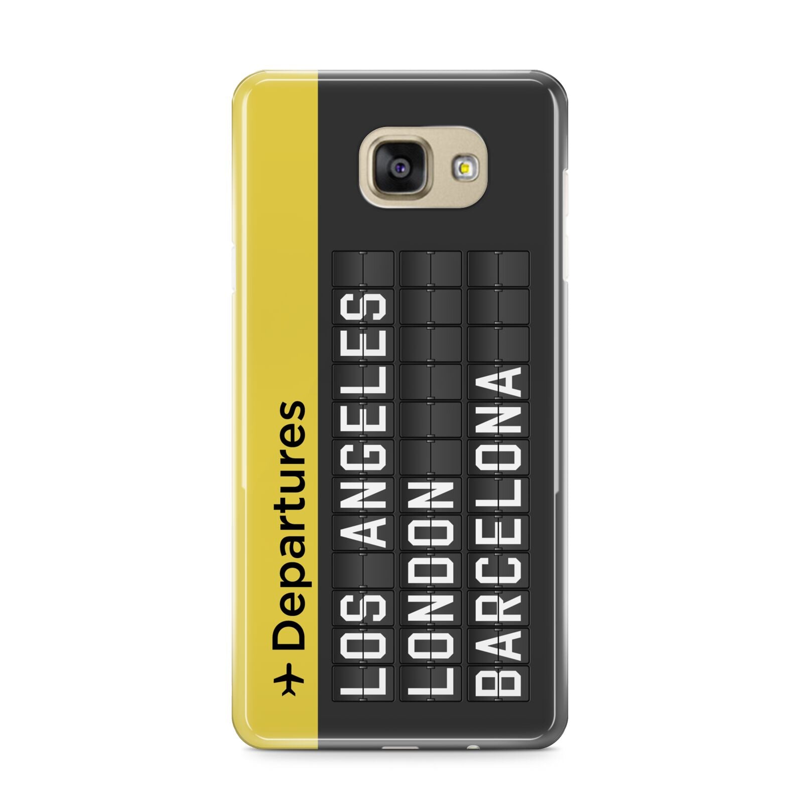 Airport Departures Board Samsung Galaxy A9 2016 Case on gold phone