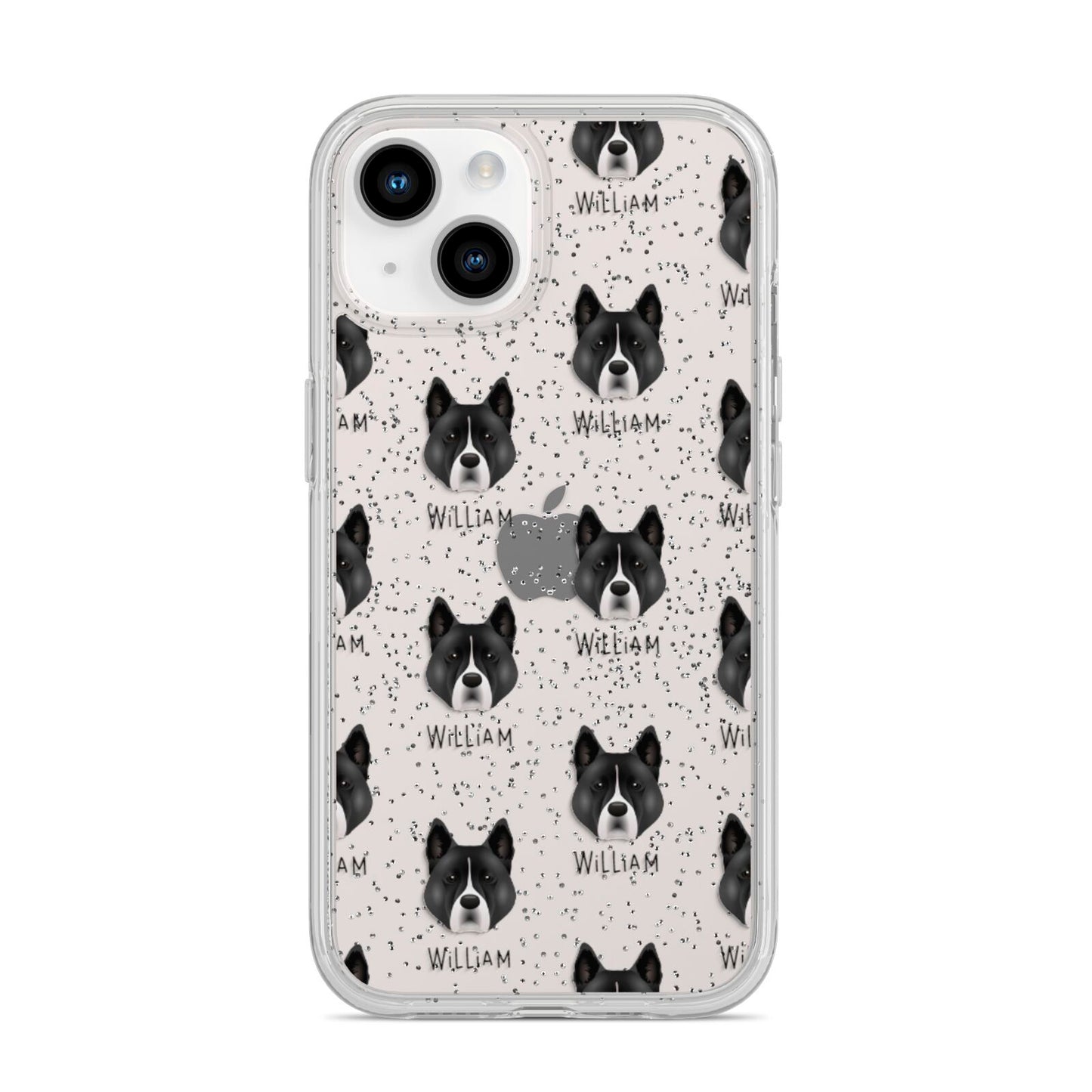 Akita Icon with Name iPhone 14 Glitter Tough Case Starlight