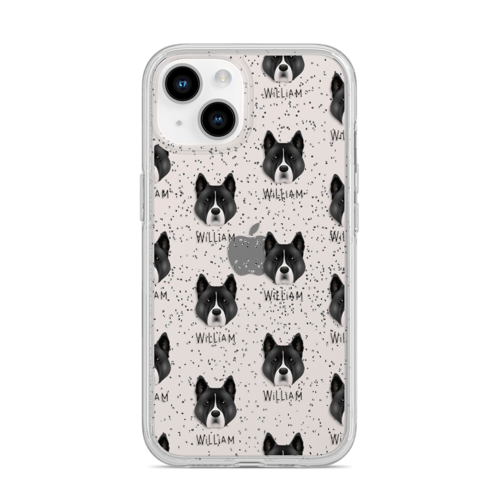 Akita Icon with Name iPhone 14 Glitter Tough Case Starlight