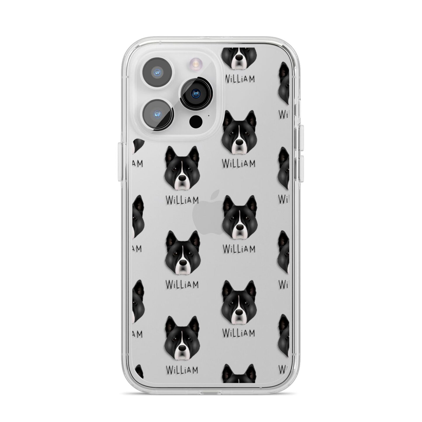 Akita Icon with Name iPhone 14 Pro Max Clear Tough Case Silver