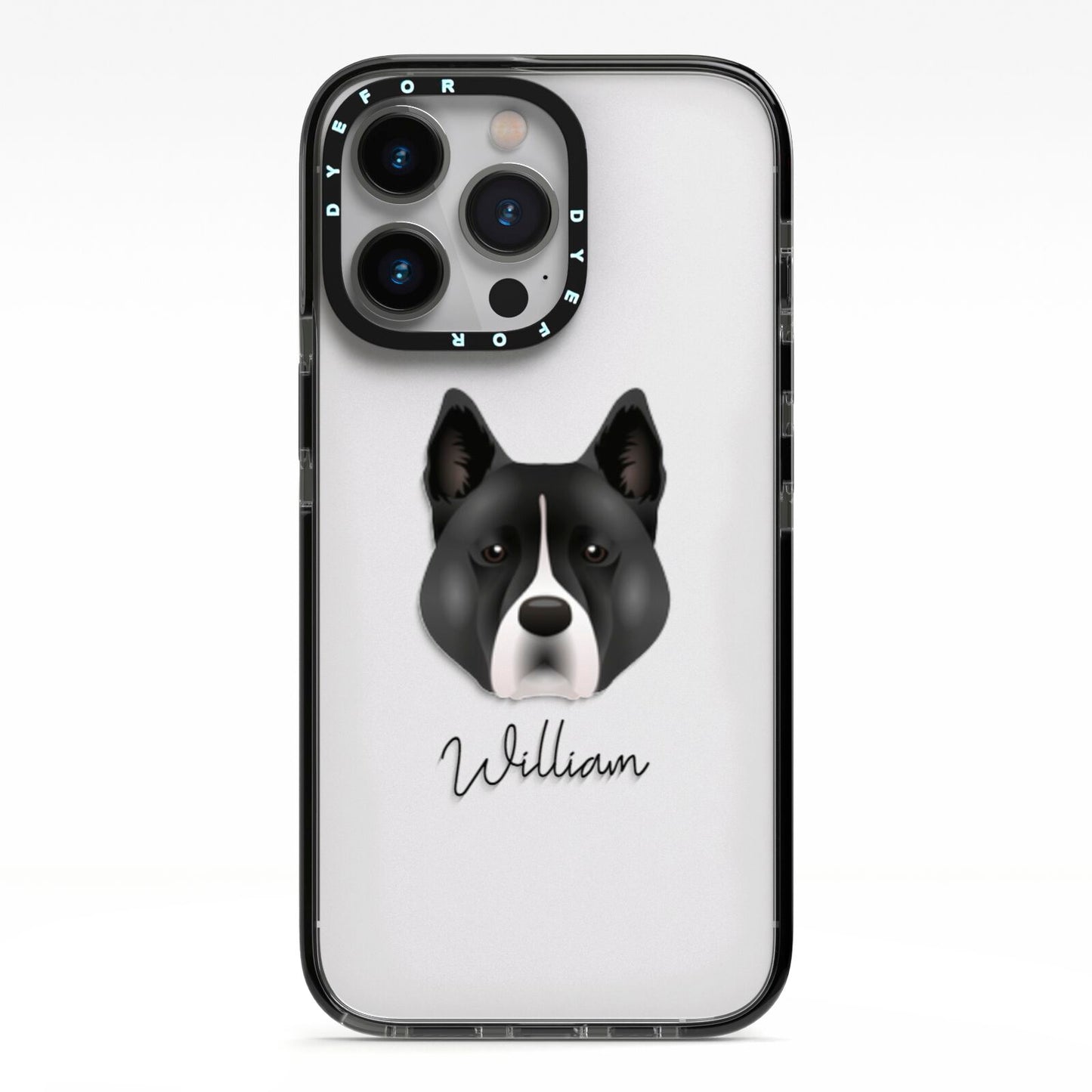 Akita Personalised iPhone 13 Pro Black Impact Case on Silver phone