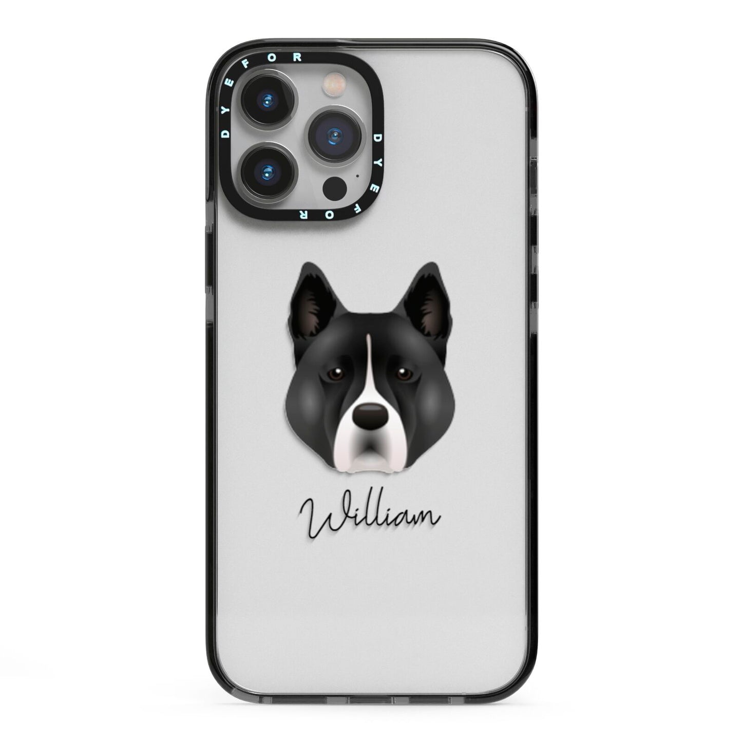 Akita Personalised iPhone 13 Pro Max Black Impact Case on Silver phone
