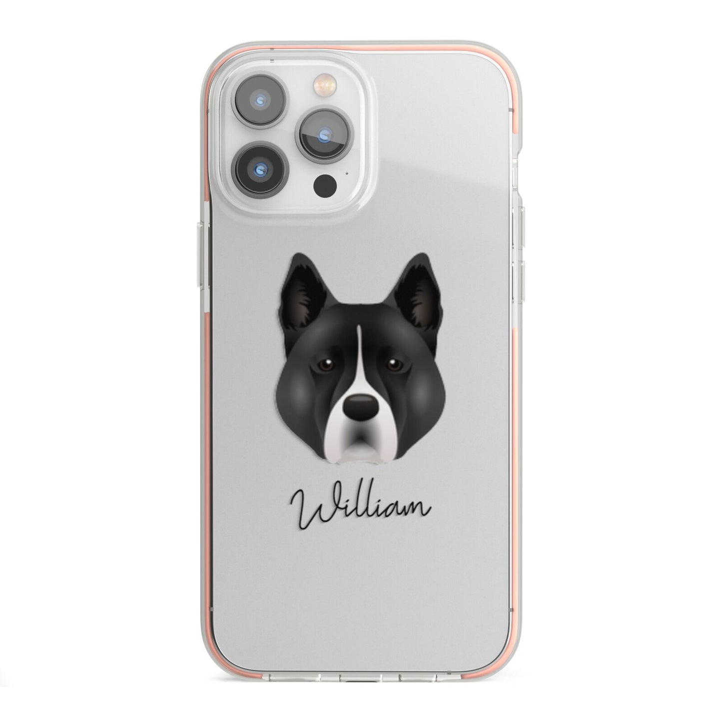 Akita Personalised iPhone 13 Pro Max TPU Impact Case with Pink Edges