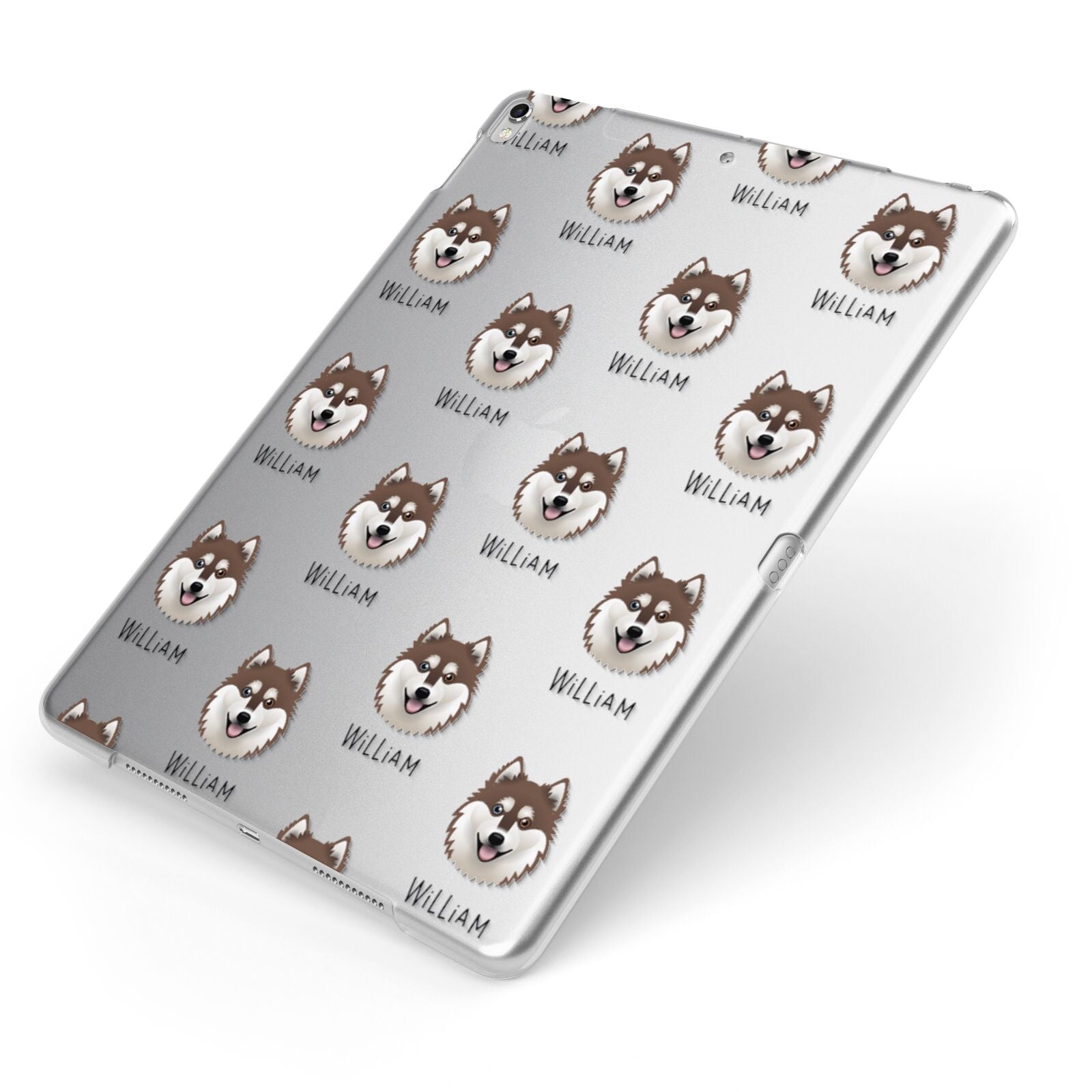 Alaskan Klee Kai Icon with Name Apple iPad Case on Silver iPad Side View