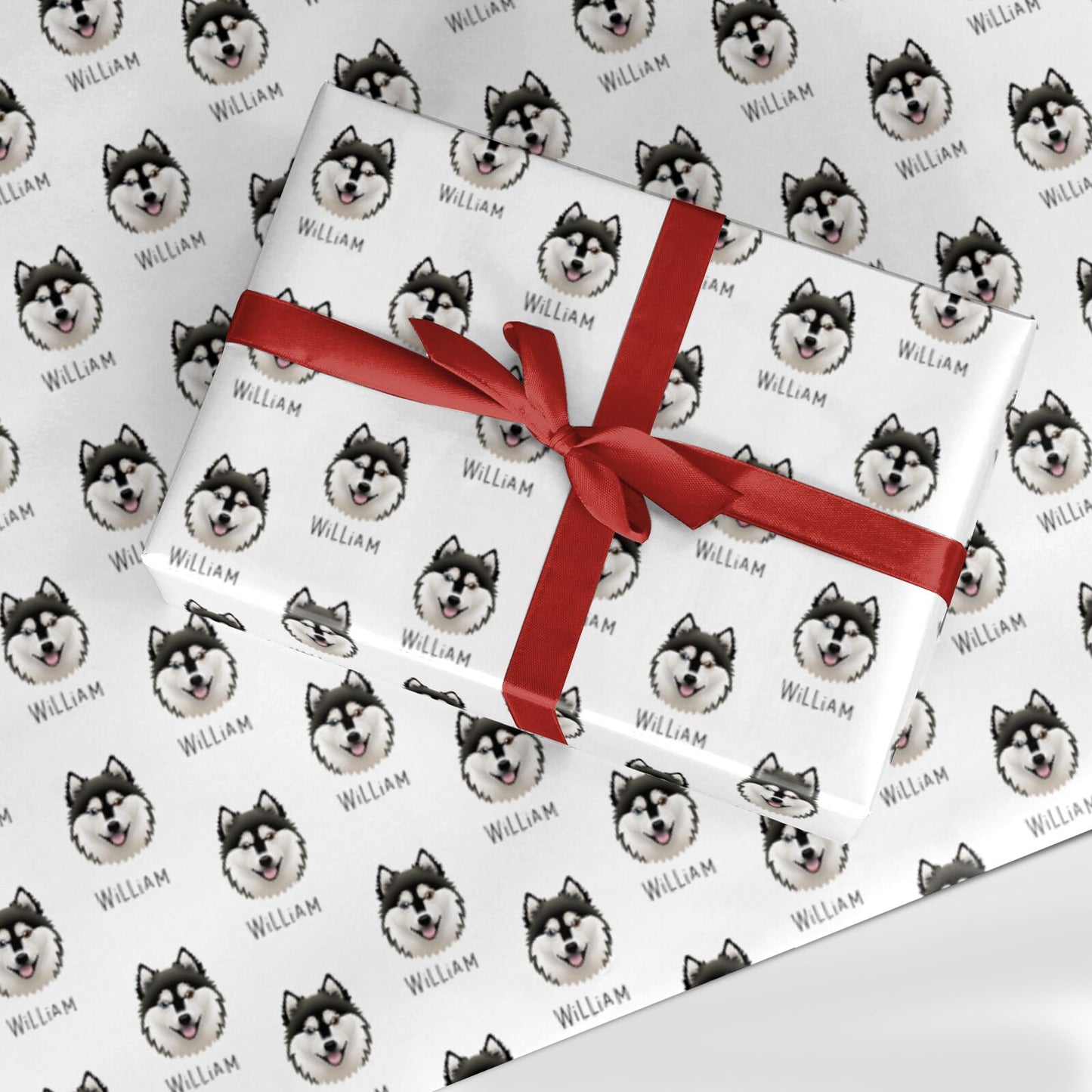 Alaskan Klee Kai Icon with Name Custom Wrapping Paper