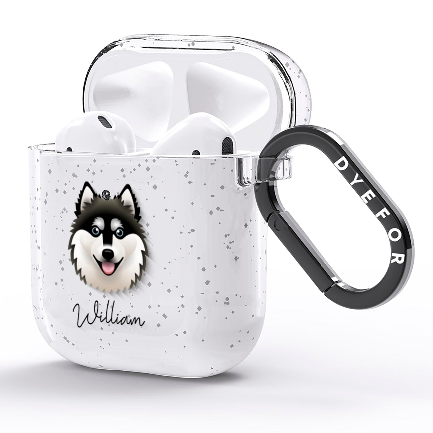 Alaskan Klee Kai Personalised AirPods Glitter Case Side Image