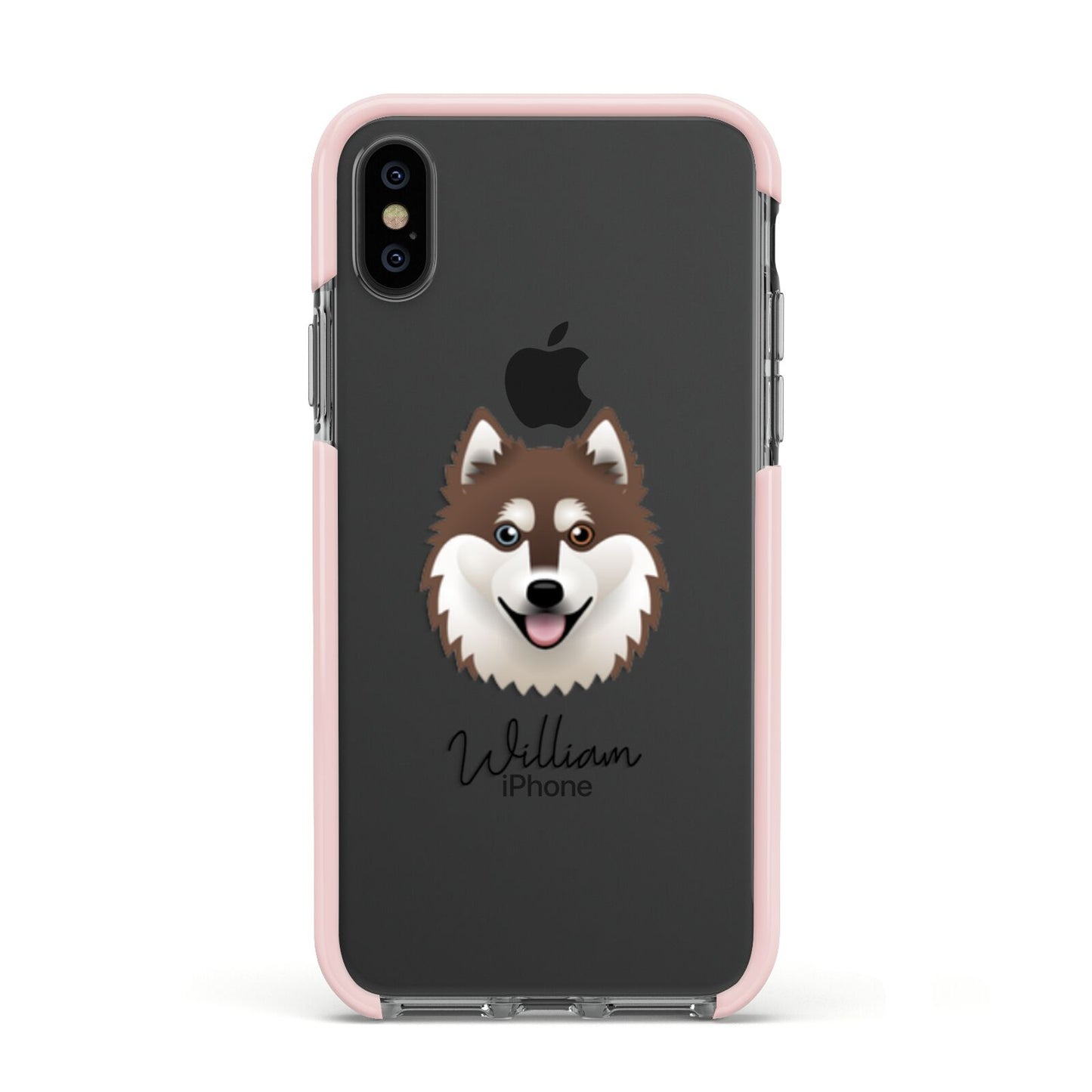 Alaskan Klee Kai Personalised Apple iPhone Xs Impact Case Pink Edge on Black Phone