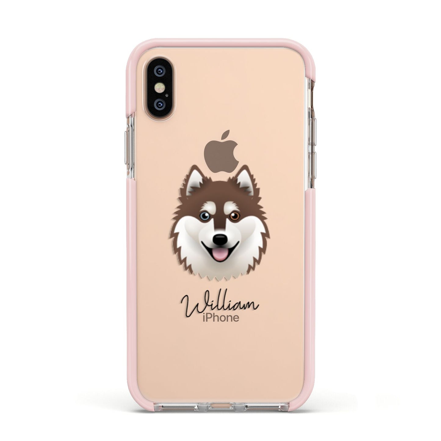 Alaskan Klee Kai Personalised Apple iPhone Xs Impact Case Pink Edge on Gold Phone