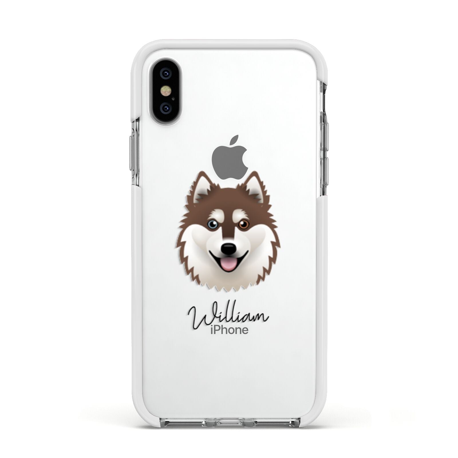 Alaskan Klee Kai Personalised Apple iPhone Xs Impact Case White Edge on Silver Phone