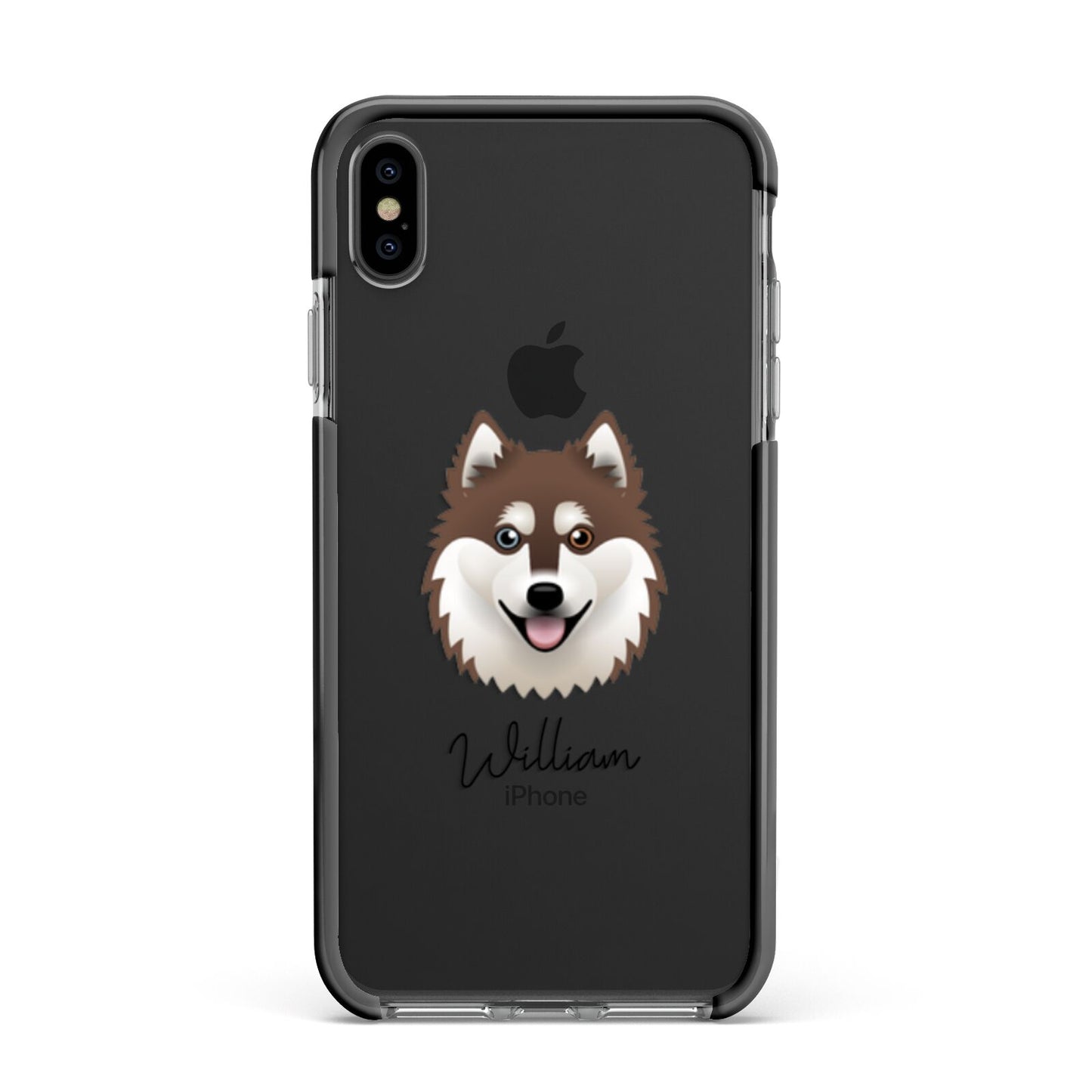 Alaskan Klee Kai Personalised Apple iPhone Xs Max Impact Case Black Edge on Black Phone