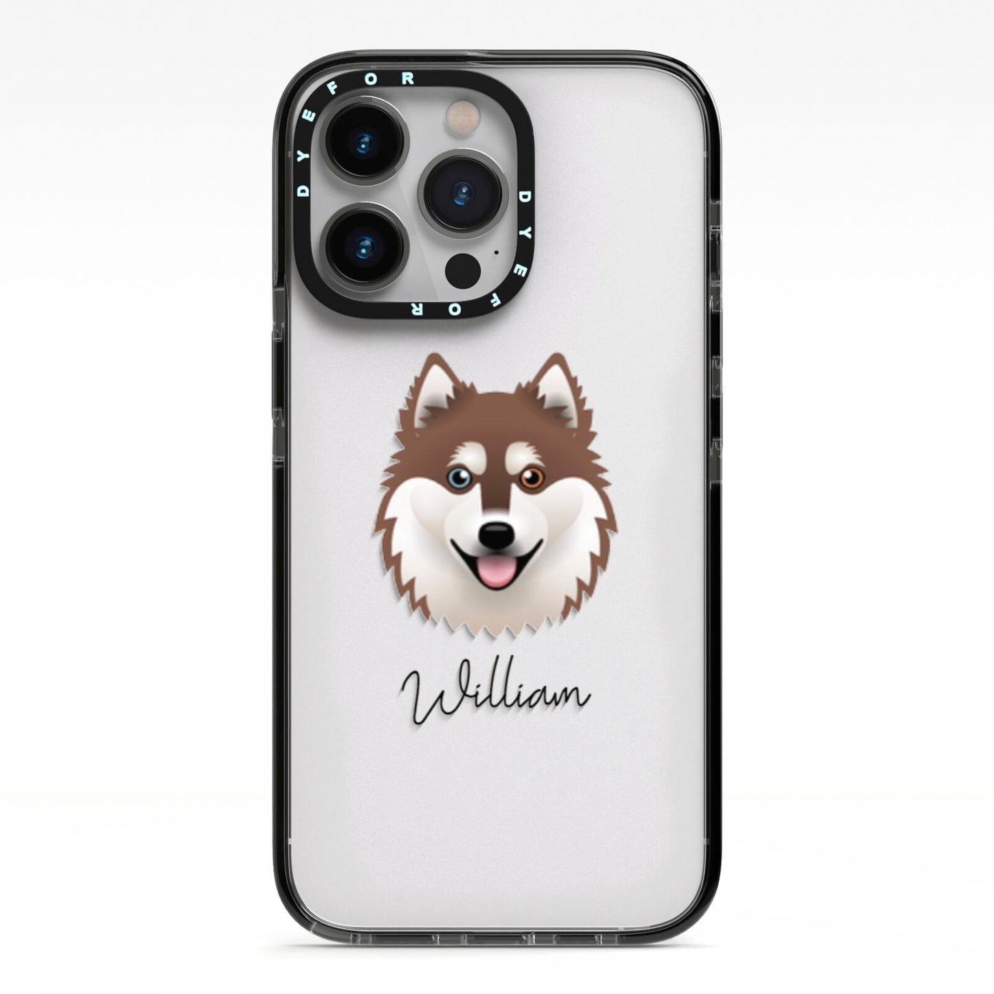 Alaskan Klee Kai Personalised iPhone 13 Pro Black Impact Case on Silver phone