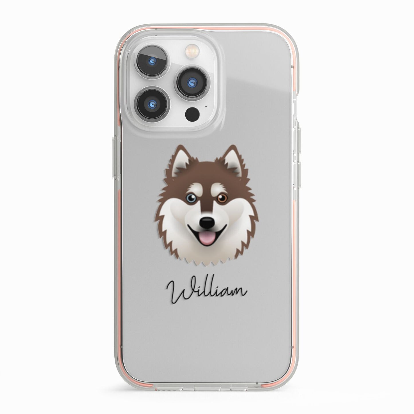 Alaskan Klee Kai Personalised iPhone 13 Pro TPU Impact Case with Pink Edges