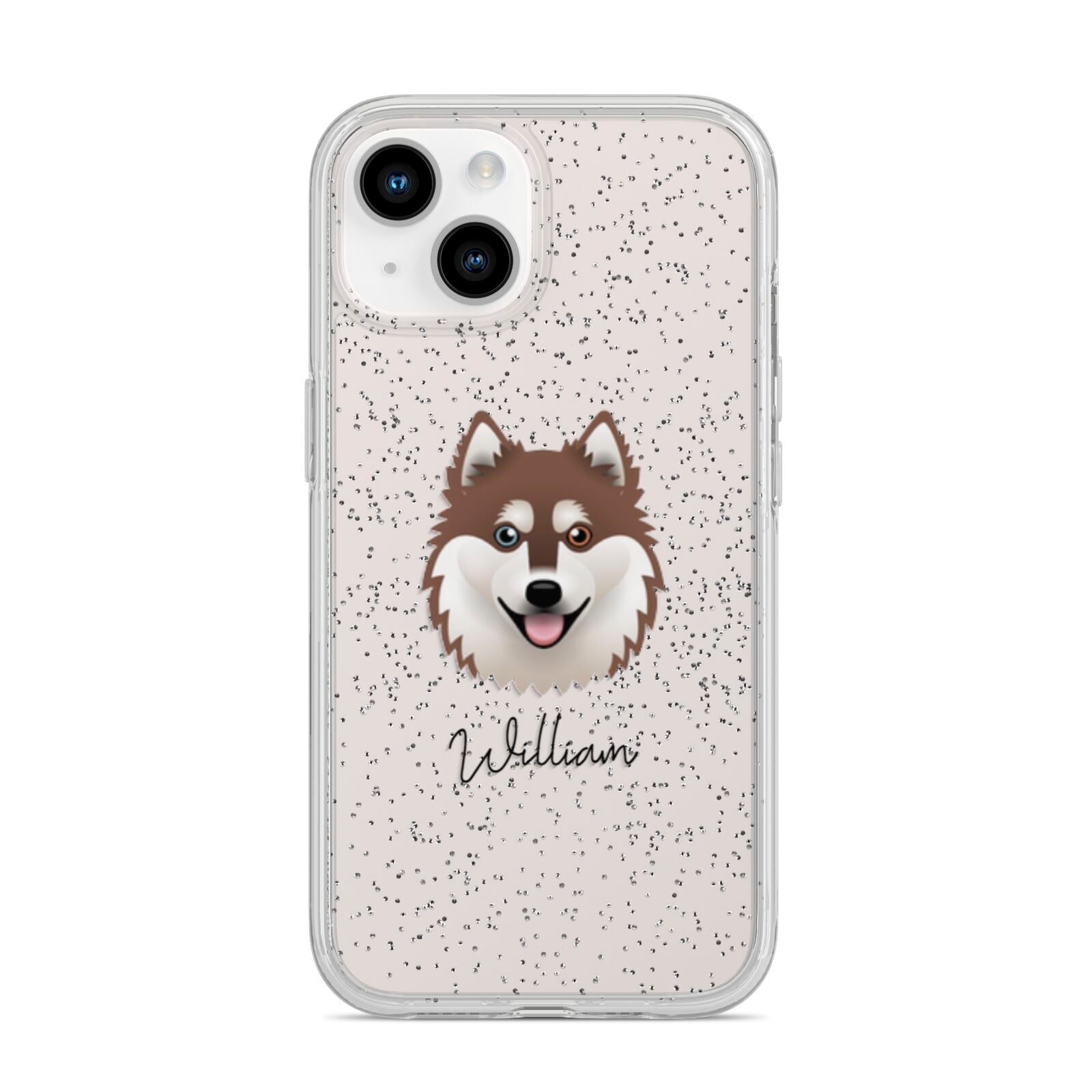 Alaskan Klee Kai Personalised iPhone 14 Glitter Tough Case Starlight