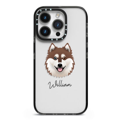 Alaskan Klee Kai Personalised iPhone 14 Pro Black Impact Case on Silver phone