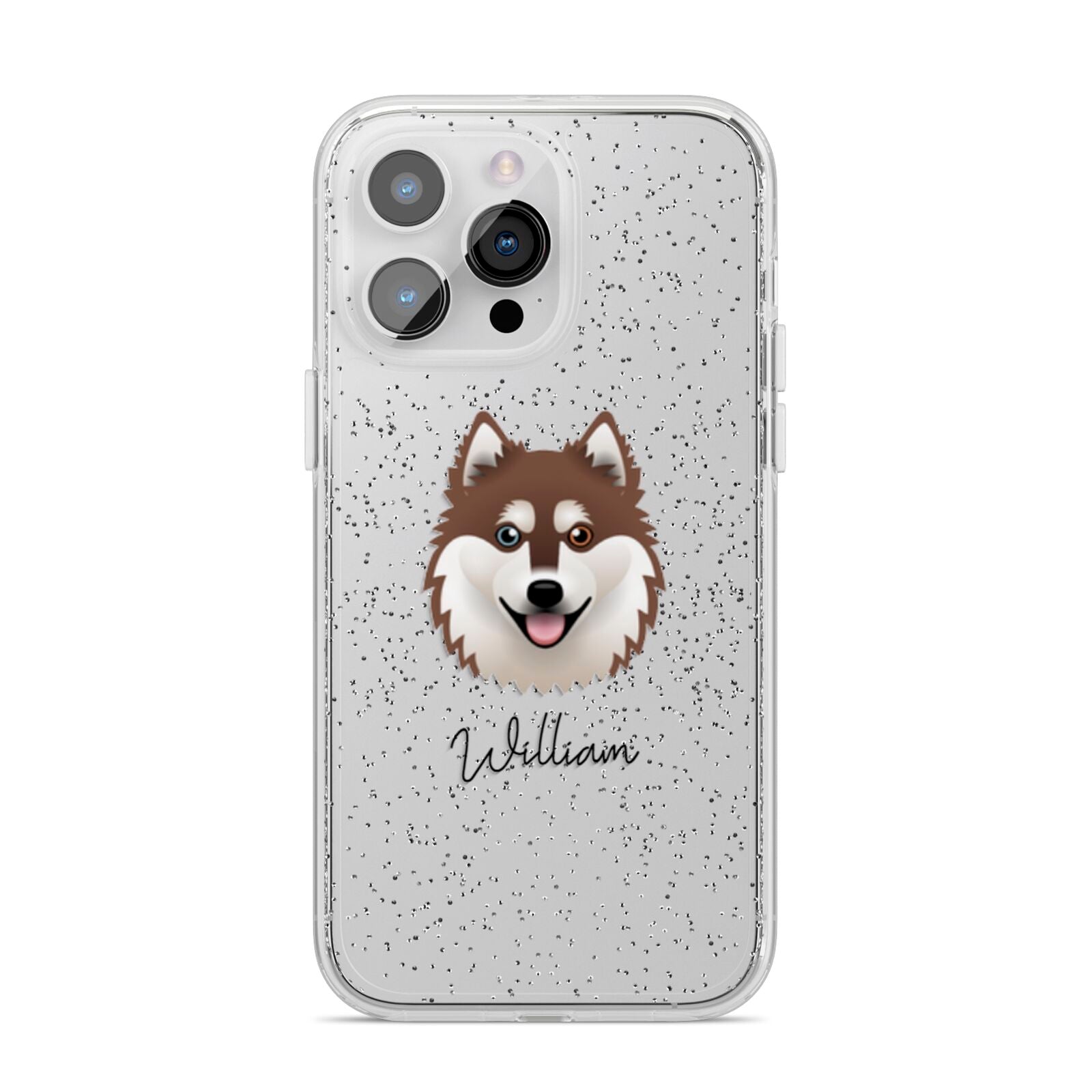 Alaskan Klee Kai Personalised iPhone 14 Pro Max Glitter Tough Case Silver