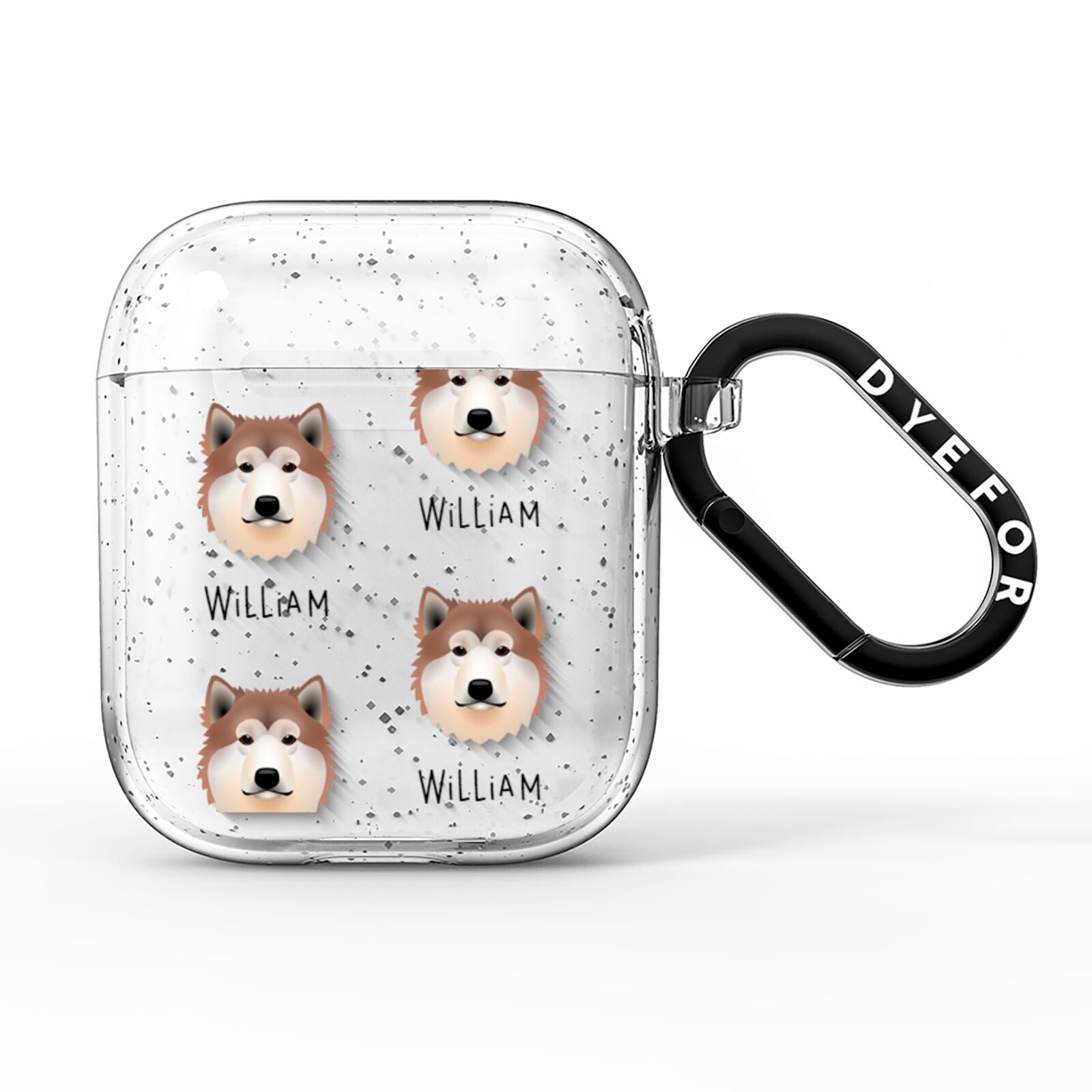 Alaskan Malamute Icon with Name AirPods Glitter Case