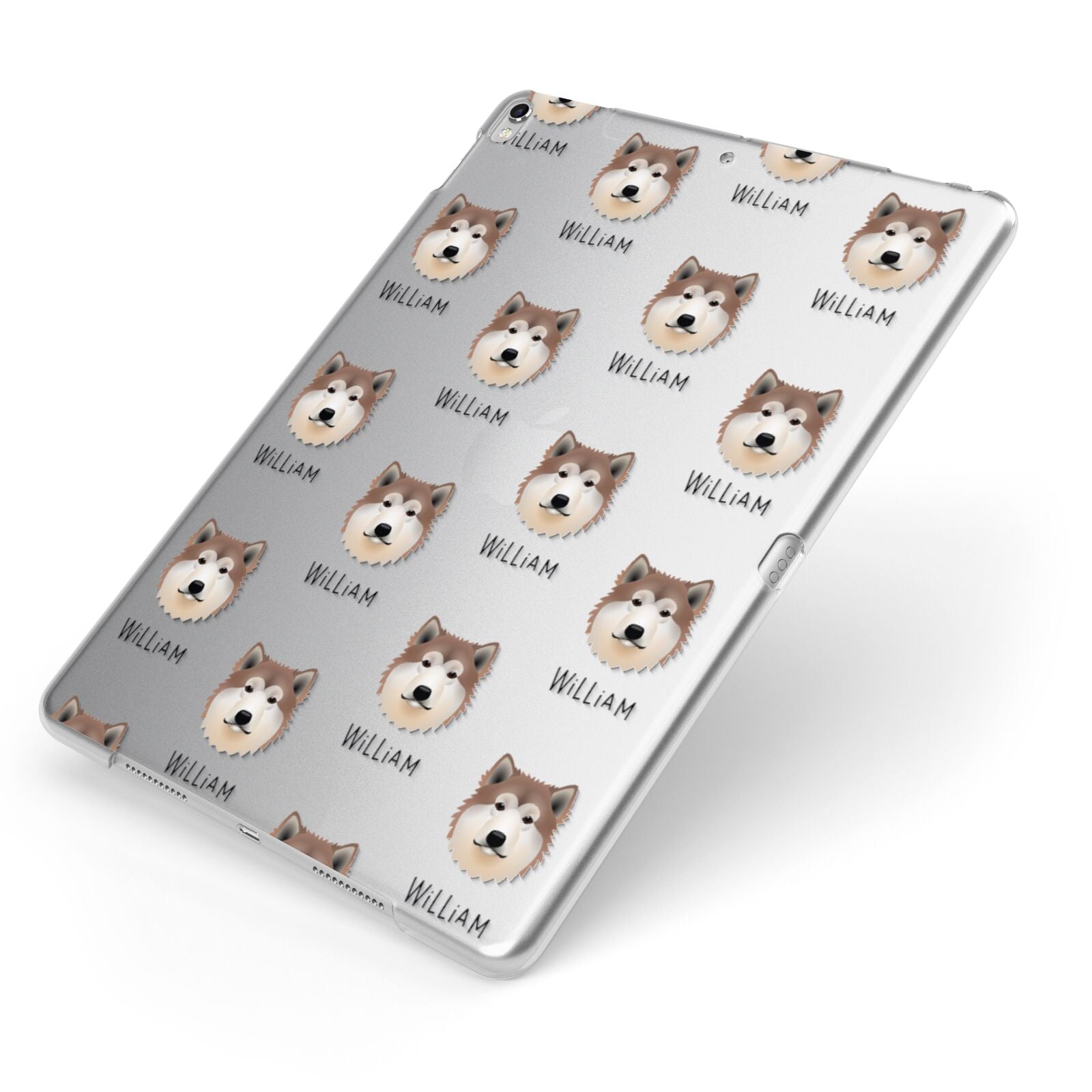 Alaskan Malamute Icon with Name Apple iPad Case on Silver iPad Side View