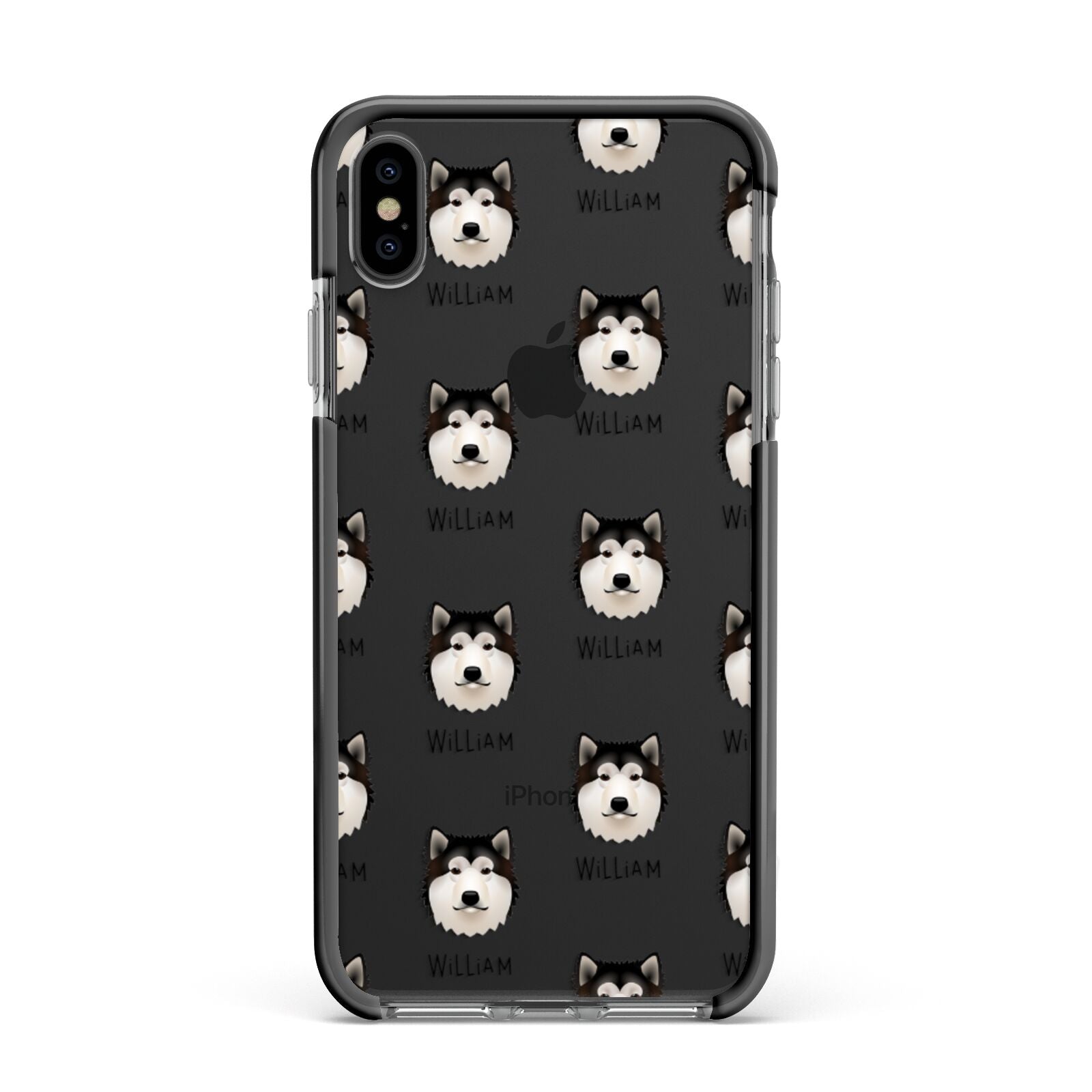 Alaskan Malamute Icon with Name Apple iPhone Xs Max Impact Case Black Edge on Black Phone