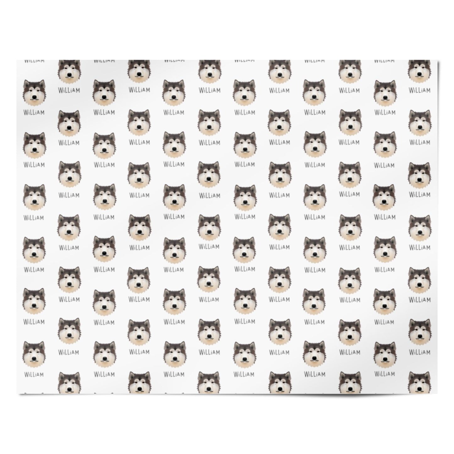 Alaskan Malamute Icon with Name Personalised Wrapping Paper Alternative