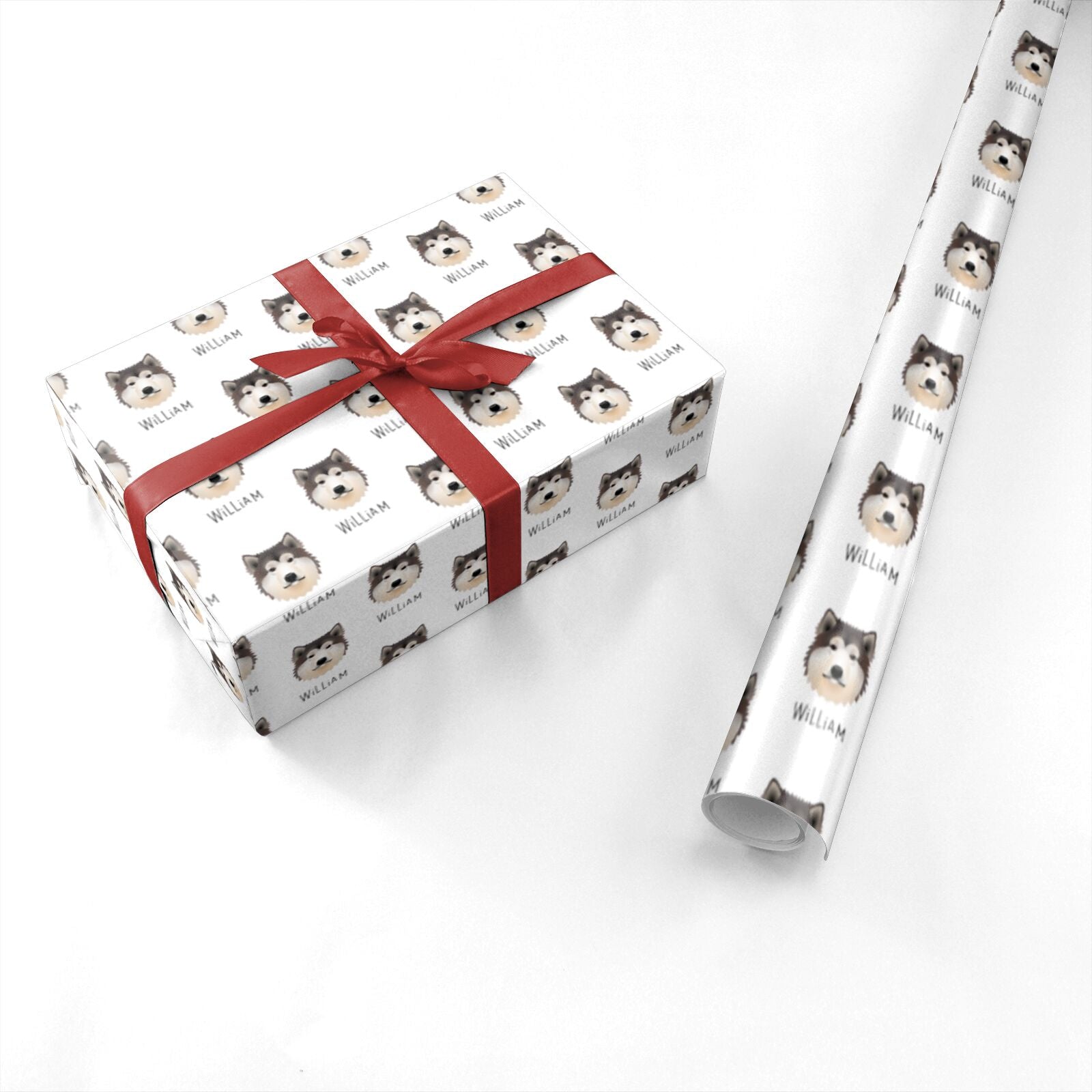 Alaskan Malamute Icon with Name Personalised Wrapping Paper