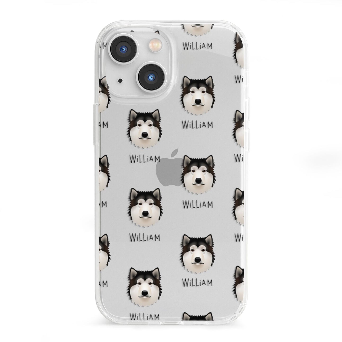 Alaskan Malamute Icon with Name iPhone 13 Mini Clear Bumper Case