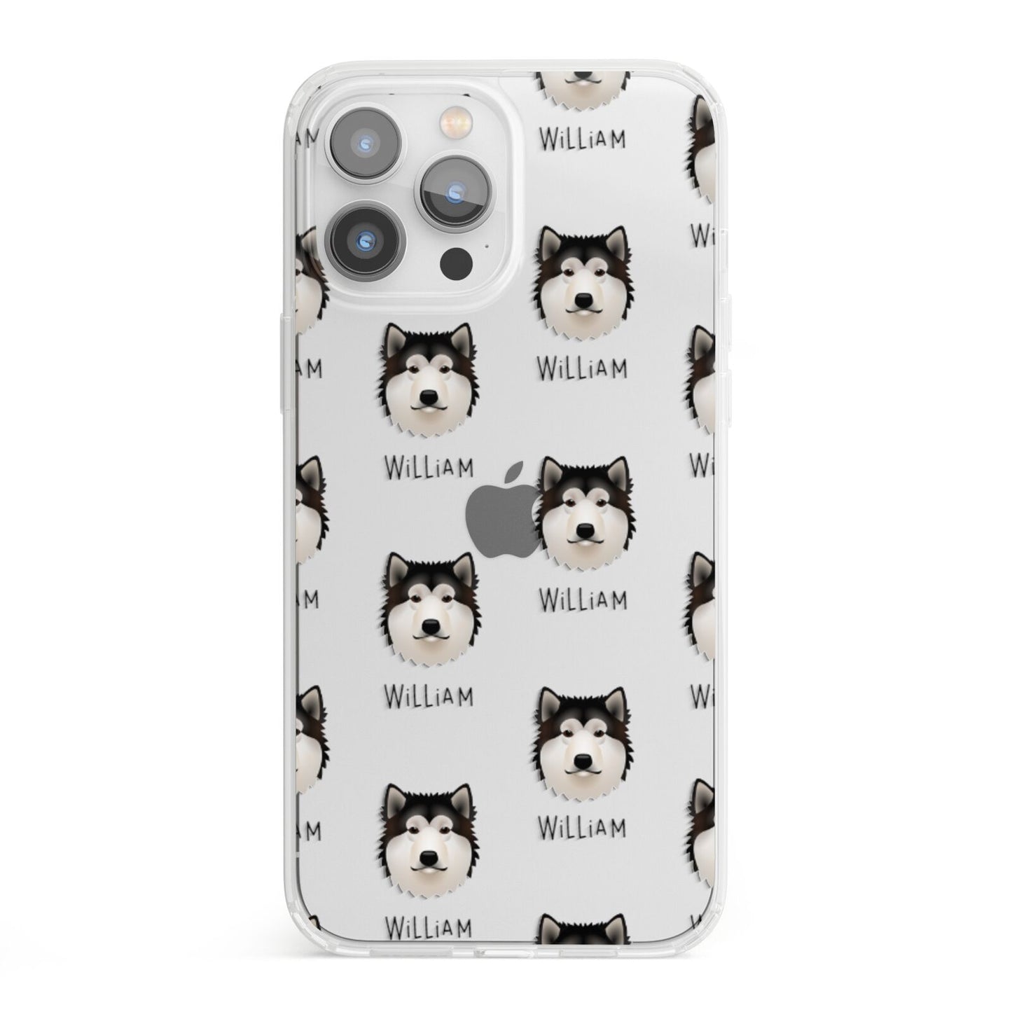 Alaskan Malamute Icon with Name iPhone 13 Pro Max Clear Bumper Case