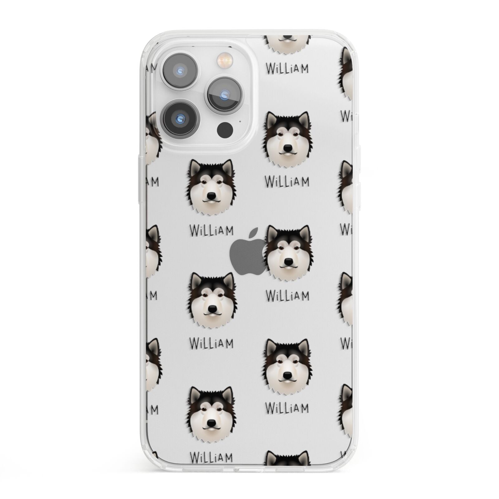 Alaskan Malamute Icon with Name iPhone 13 Pro Max Clear Bumper Case