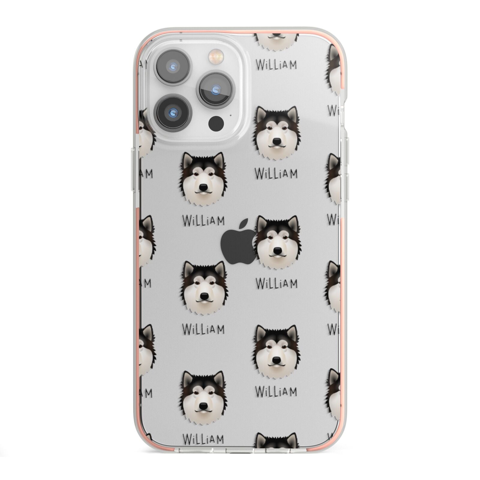 Alaskan Malamute Icon with Name iPhone 13 Pro Max TPU Impact Case with Pink Edges