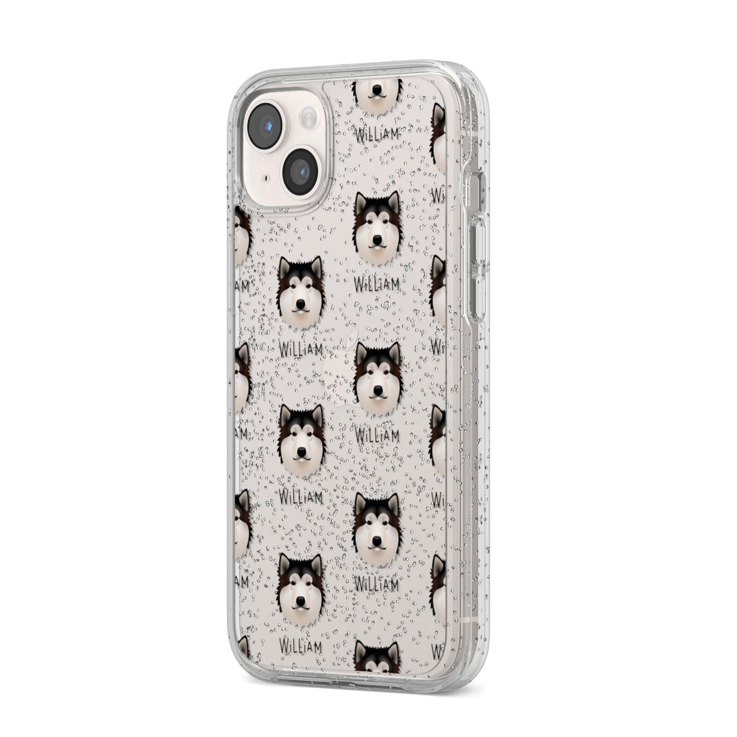 Alaskan Malamute Icon with Name iPhone 14 Plus Glitter Tough Case Starlight Angled Image