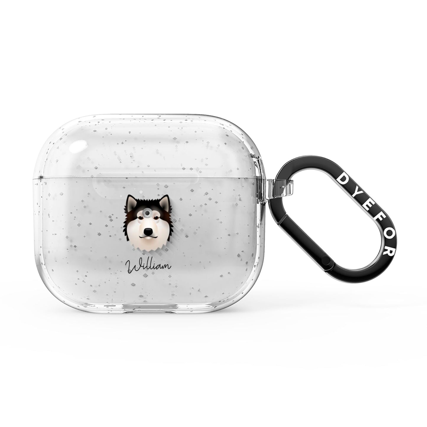 Alaskan Malamute Personalised AirPods Glitter Case 3rd Gen